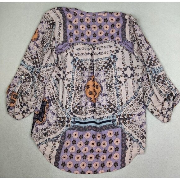 BLACK RAINN - WOMEN'S PINK FLORAL PRINT TUNIC TOP - SIZE L - Picture 7 of 7